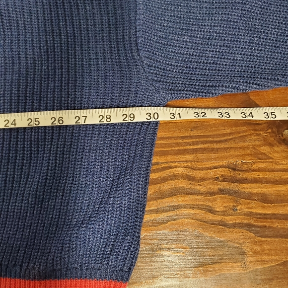 American Eagle Varsity Cardigan Sweater XL Blue White Striped Collared Preppy - Picture 11 of 13